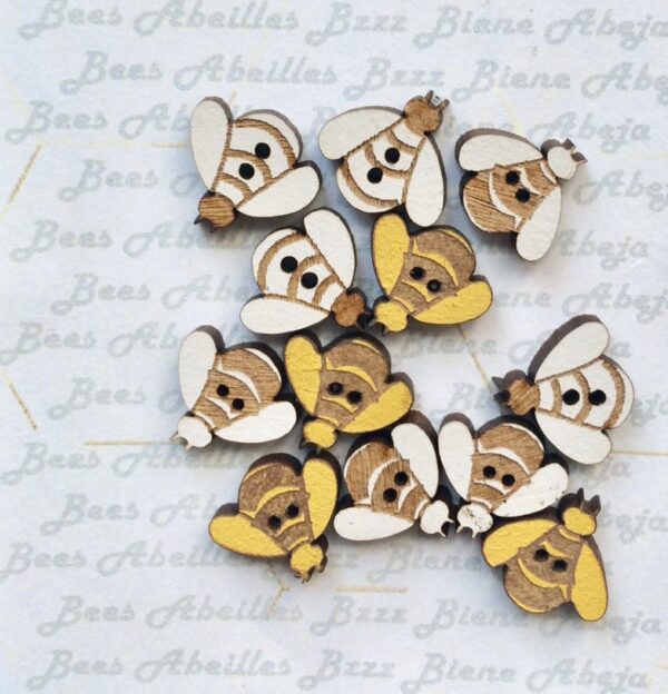 12 Mini Bee Buttons