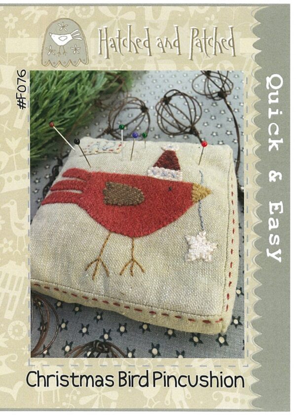 Christmas Bird Pincushion pattern by Anni Downs of Hatched & Patched