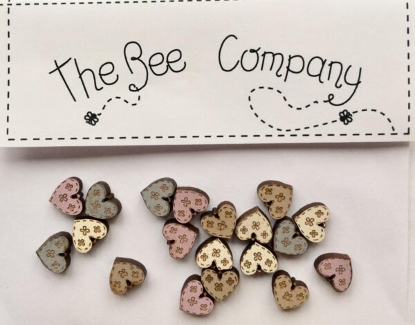 Mini Assorted Hearts Wooden Buttons