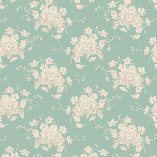 Sunday Brunch White Flower Teal TD100581